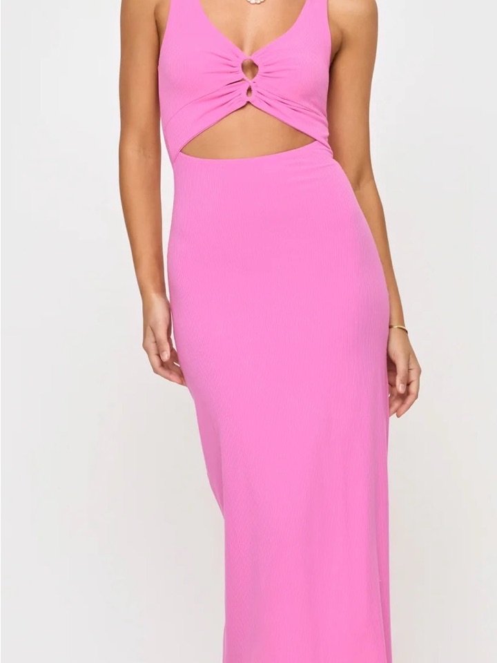 L*Space Pink Midi Cutout Twist Dress